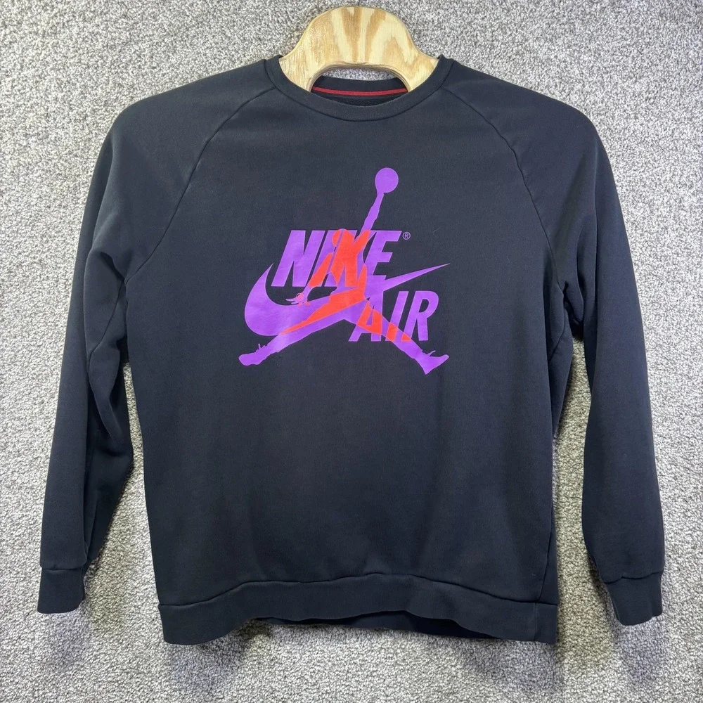Jordan Sweatshirt Mens XL Black Nike‎ Air Jumpman Fleece Pullover Crewneck